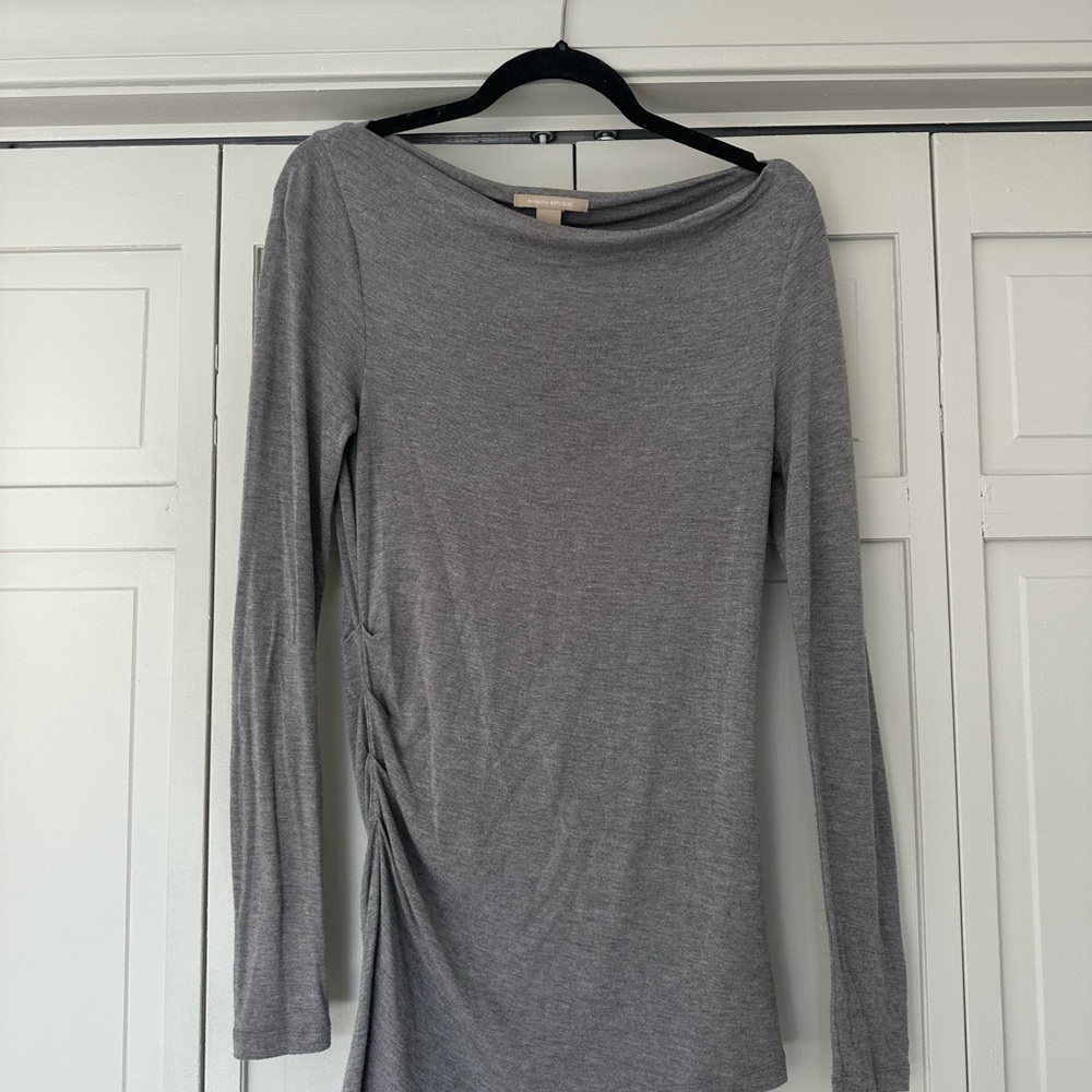Boatneck dressy grey shirt from Banana Republic
